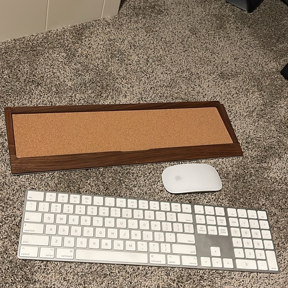 Apple Magic Keyboard with Grovemade Walnut Keyboard Tray & Mouse